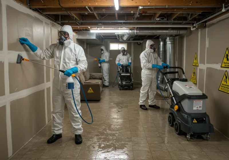 Basement Moisture Removal and Structural Drying process in Reston, VA